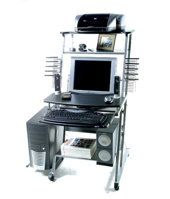 Granite Black Computer Desk With Adjustable View