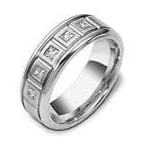 Designer 5 Diamond 14 Karat White Gold Wedding Band Ring