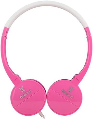 DIZZA Adjustable Lightweight Rotatable 3.5mm Stereo Wired On Ear Headphone Headset Earphone with Microphone and Line-Control Button Compatible with MP3/MP4, PC, Tabletop, Most Smartphones Pink