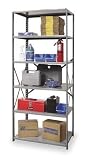 Hallowell 5711-18HG Heavy-Duty Open Hi-Tech Shelving Starter Unit with 6 Adjustable Shelves, Hallowell Gray Steel, 48" Width, 87" Height, 18" Depth, 450 lbs Shelf Capacity, Knock Down