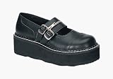 2 Inch Trendy Punk Shoe Double Strap Platform Mary Jane Shoe Black Demonia