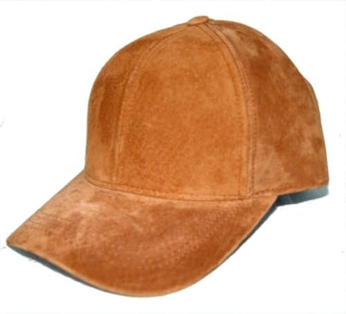 Suede leather baseball cap hat, one size fit - made in USA Color: Camel