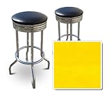 2 YellowVinyl Custom Specialty Swivel Chrome 24"Bar Stools (Rush Solar Flar ....