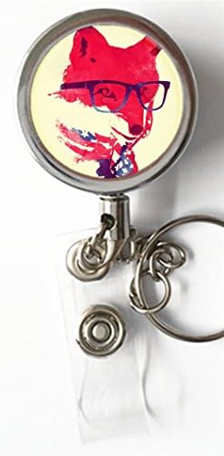 Luiy - Fox - Retractable ID Card Badge &amp; Key Reel, Custom Name Tag Badge Holder, Belt Clip, Metal