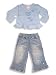 Lipstik - Infant Baby Girls Long Sleeved Pant Set, Lt. Blue, Denim