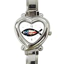 Heart Italian Charm Watch of USA Christian Fish Symbol Sign Jesus Icthmus