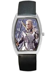 Orlando Bloom " Legolas " Lord of the Rings on a Barrel Watch with Leather Band