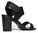 Peep Toe Sandal - Low Stacked Heel - Open Toe Ankle Heel Cutout Velcro Enclosure