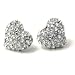 Silver with Clear Crystal Rhinestones Pave Heart Stud Earrings Fashion Jewelry