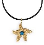 14K Yellow Gold Turquoise Starfish Charm