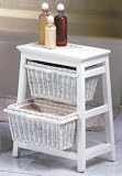White Wicker 2-Basket Cabinet
