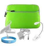 Nook Sleeve In Lime Green + White Clip On Light + White Wall Charger + White Car Charger + Wisdom * Courage Wristband