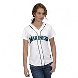 MLB Seattle Mariners Women's Short Sleeve 5 Button Synthetic Replica Jersey (White, Medium)