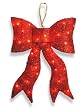 24" Sparkling Red Lighted Whimsical Sisal Bow Christmas Decoration