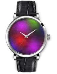 SPRAWL Aanalog Fashion Series Silver Ladies Watches of Genuine Black Leather Strap,Unique Wrist Watch for Women Girls Designed with blurred colors