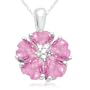 10k White Gold Created Pink Sapphire and Diamond Flower Pendant