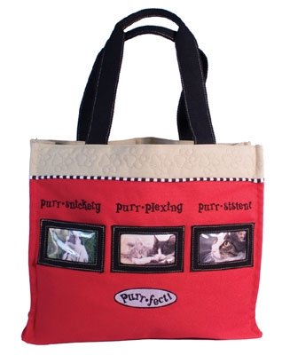 Just Be Paws JU-PF-P8S17 Purr-fect - Cat Tote, Displays 3 Photos