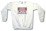 Warning Swine Flu Test Subject Keep Back Sign Logo Men's Sweat Shirt Size Medium White