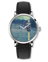 SPRAWL Aanalog Fashion Series Silver Ladies Watches of Genuine Black Leather Strap,Unique Wrist Watch for Women Girls Designed with Mailbox field