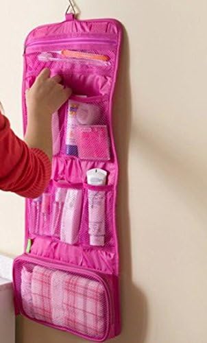 Come2Sell Multifunction High capacity Travel Kit Portable Waterproof Travel Bag Makeup bag with Hanging Rose Red