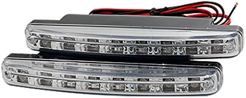 Pair of Bright Super White 8 LED Car Truck DRL Daytime Running Lights Fog Lamp Kit