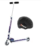 Razor Graffiti Kick Scooter Blue with Razor V17 Youth Helmet