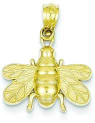 14K Yellow Gold Bee Charm Polished Pendant Jewelry