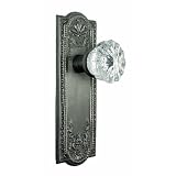Nostalgic Warehouse 701830 Satin Nickel Meadows Plate with Crystal Knob Passage Knobset from the Meadows Plate with Crystal Knob Series