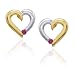 10k Two-Tone Gold Ruby Heart Earrings