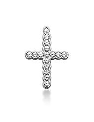 14K White Gold Round Diamond Semi Bezel Set Cross Pendant (1.95ct)