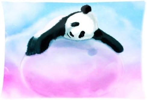 Cute Panda Bear Sleeping in Pink Marshmallow Art Zippered Pillow Case Cover Soft Rectangle Pillowcases Size:20"x 30" (Twin Sides)