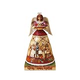 Jim Shore Heartwood Creek Harvest Angel Holding Basket of Fruit with Thanksgiving Scene Figurine 10-Inch