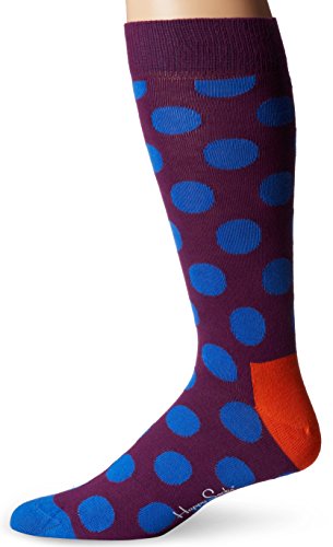 Happy Socks Men’s 1Pk Combed Cotton Big Dot Crew Sock, Dark Purple, 10-13