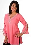 Crepe Kurti / Tunic with white neckline emroidery