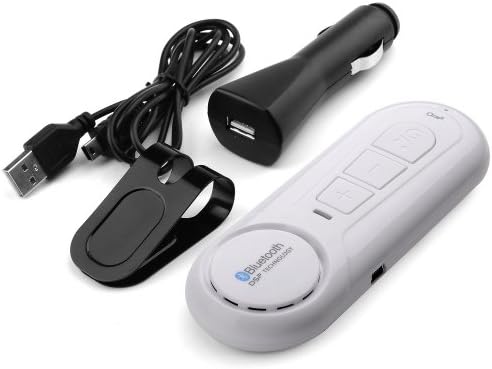 VicTec Bluetooth 3.0 EDR Car Multipoint Speakerphone For iPhone 4 4S 5S 5C Galaxy S3 S4 S5 Note II III HTC ONE M7 M8 Handsfree In-Car Kit With Visor Clip Enclosed - White