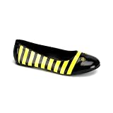 Funtasma by Pleaser Women's Bee-16 Flat,Black/Yellow Patent,9 M US