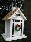 Fully Functional Modern Style White Christmas Cottage Outdoor Garden Bird Feeder