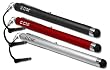 CCM Capacitive iPad Stylus 3-Pack iPad 2 Stylus, Kindle Fire, iPhone 4S, Apple iPad 3, Motorola Xoom, Viewsonic gTablet, Thosiba Thrive, Toshiba Excite, Superpad, Samsung Galaxy, Galaxy Note, Samsung Galaxy Tab 10.1, Asus Eee Pad Transformer, Acer Iconia, HP Touchpad, BlackBerry Playbook (Black-Red-silver)