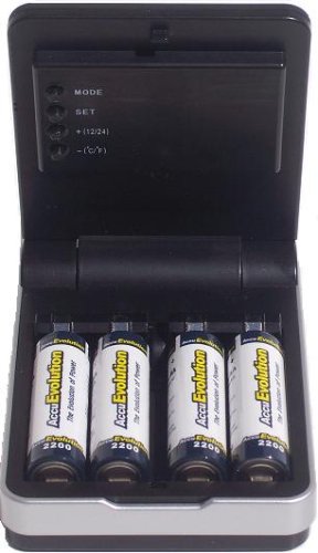 AccuEvolution - Pocket Size LED Battery charger (includes 4 AAA and 4 AA AccuEvolution LSD Batteries)