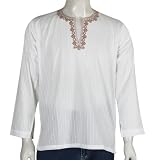 Mens Embroidered Kurta Casual Cotton Shirt India Chest 97 Cms