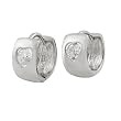 Sterling Silver Huggie Earrings with One CZ Heart Stone