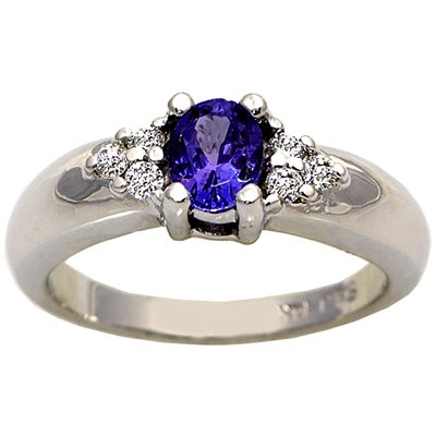 14K White Gold Tanzanite and Diamond Ring