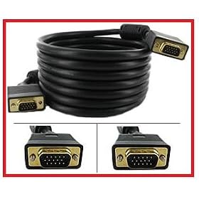 PTC 50 Ft Premium GOLD Series VGA SVGA UXGA M/M Monitor Projector CL2 Rated (For In-Wall Installation) Cable w/ ferrites (Gold Plated)