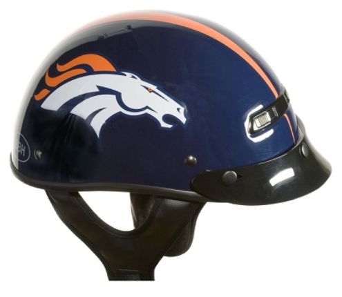 Brogies Bikewear NFL Denver Broncos Motorcycle Half Helmet (Blue, Large) On Sale