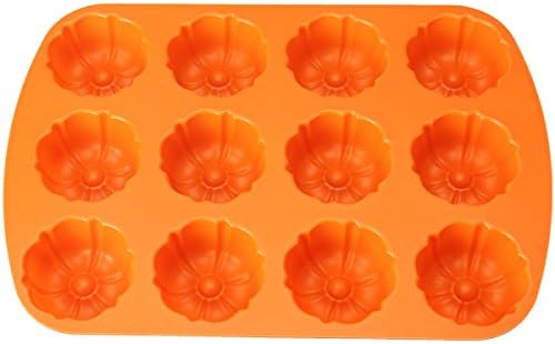 ShangYou 12-Cavity Pumpkin Shape Silicone Mold for Homemade Bread Muffin Cheesecake Cornbread Brownie