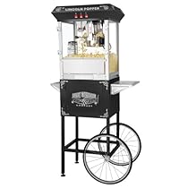 Hot Sale Great Northern Popcorn Black Lincoln Antique Style Popcorn Popper Machine Complete with Cart and 8-Ounce Kettle