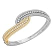 14K Two-Tone Gold Diamond Bangle Bracelet - 1.99 Ct.