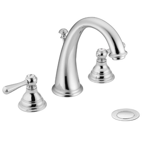 Moen CAT6125 Kingsley Chrome Two-Handle High Arc Bathroom Faucet (Valve Not Included)