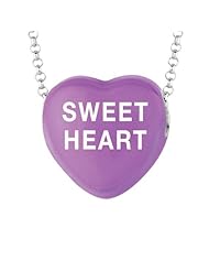 Sterling Silver 17mm Purple enamel Sweethearts SWEETHEART Heart Pendant