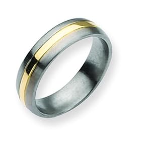 Titanium 14K Gold 6mm Mens Wedding Ring Size 8